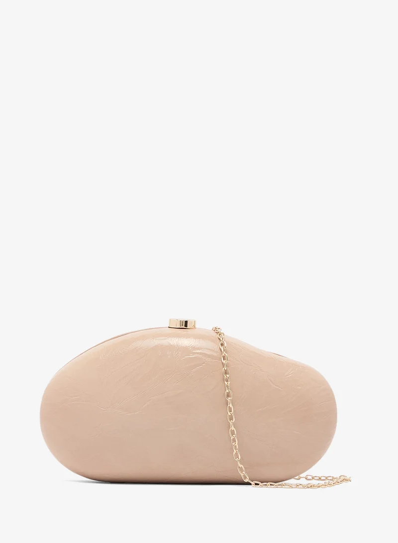Oval Statement Clutch With Gold Accent And Strap